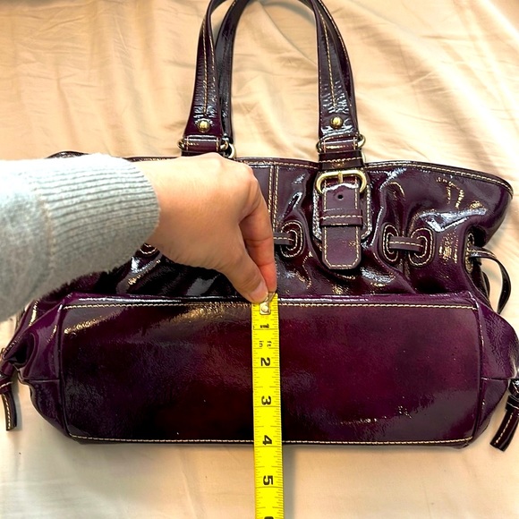 Dooney & Burke Plum Chiara Leather Patent Medium Handbag - Picture 9 of 11